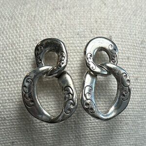 Brighton Double Loop Stud Earrings Dangle Silver Plated